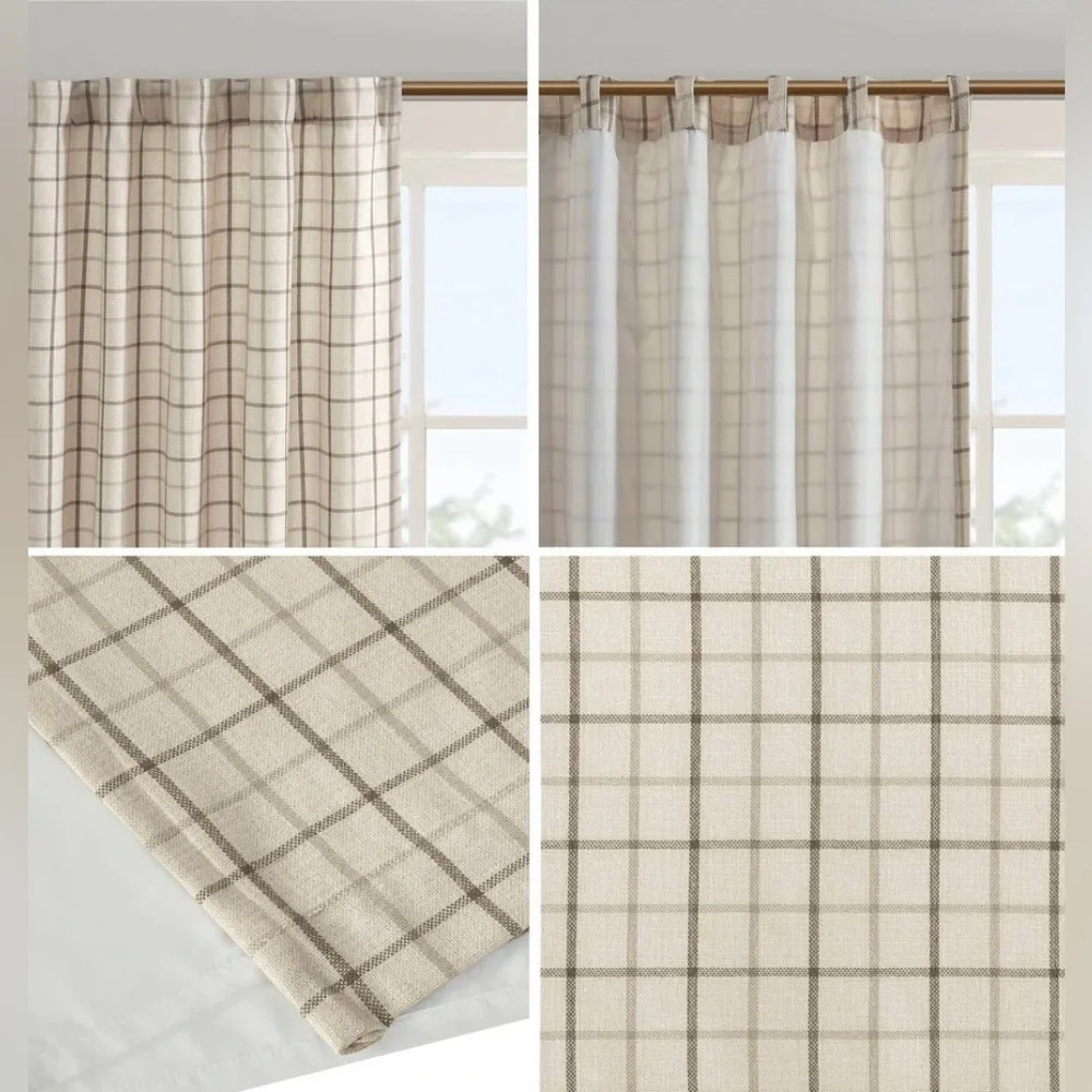 Madison Park Anaheim Plaid Rod Pocket and Back Tab Single Curtain Panel